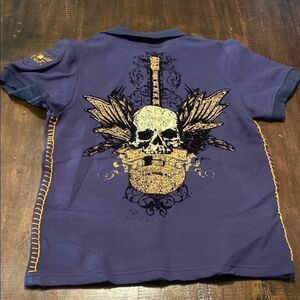 Kids Navy Blue Graphic Polo Shirt